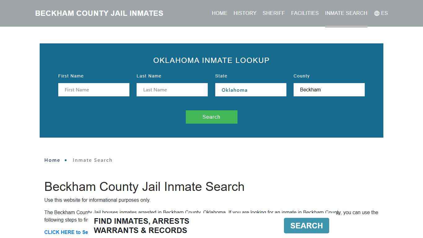 Beckham County, OK Detainee Lookup
