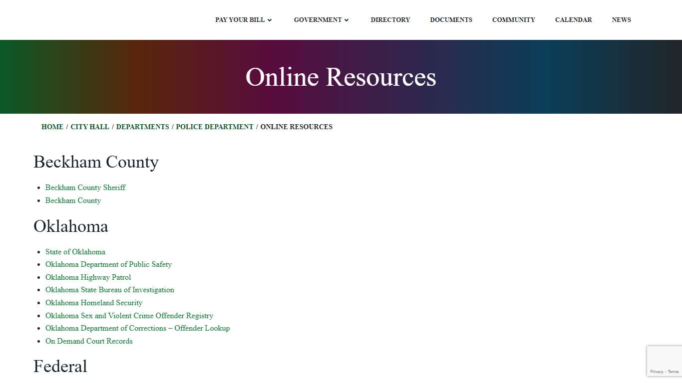 Online Resources - City of Elk City, Oklahoma