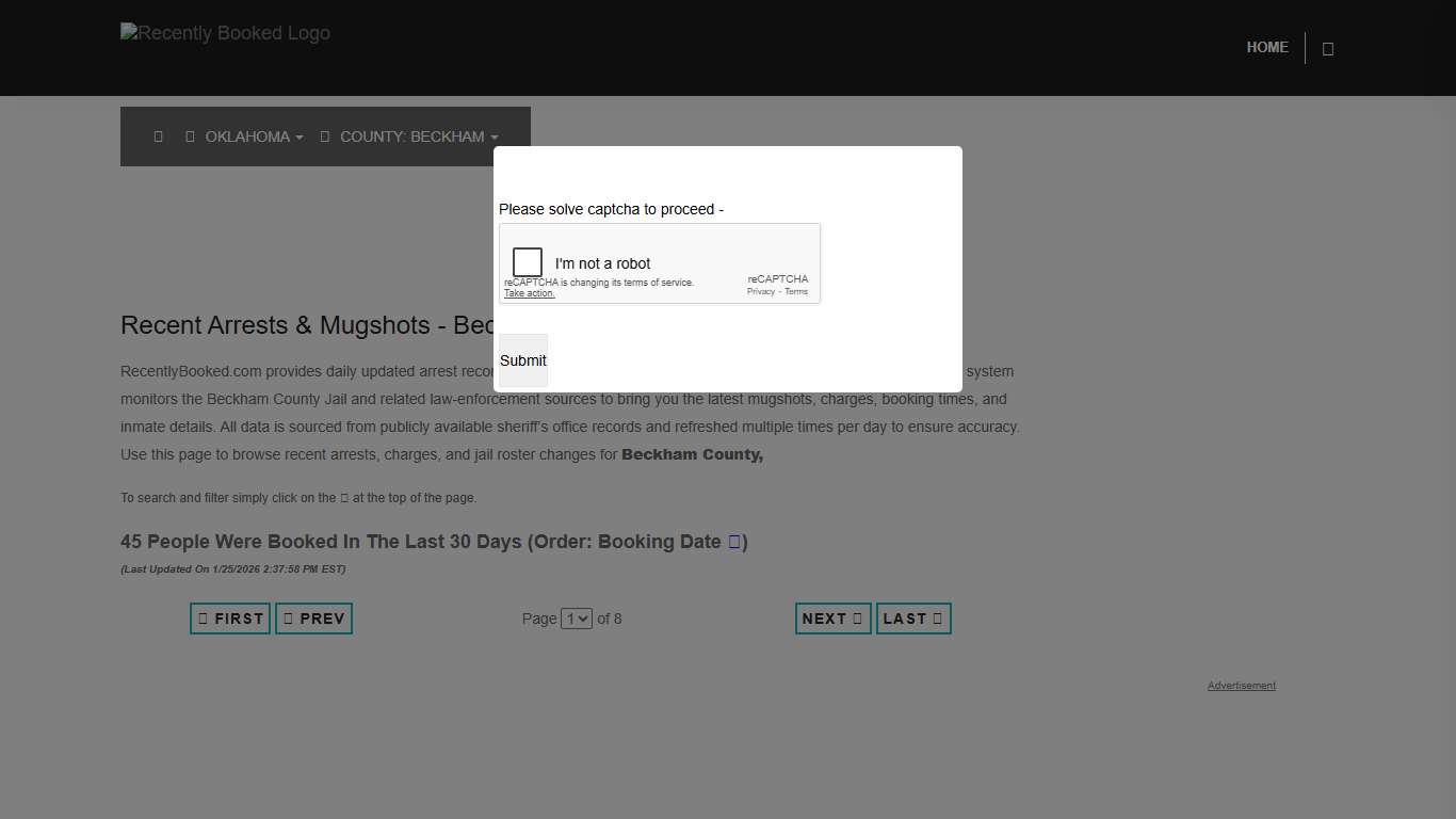 Beckham County, Oklahoma Mugshots RecentlyBooked.com
